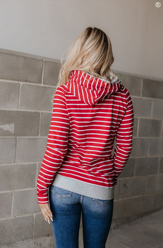 NEW - Ampersand Avenue ~ Doublehood Sweatshirt - Peppermint Stripe ~ Available in CURVY!