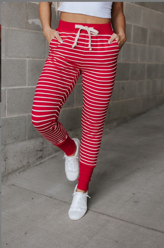 NEW - Ampersand Avenue ~ JOGGERS - Peppermint Stripe ~ Available in CURVY!