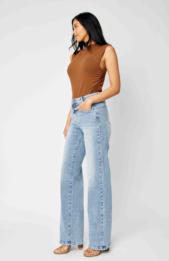 Judy Blue High Waist Front Yoke Retro Wide Leg Jeans- Available in Sizes 3-15 ~ Style 88673