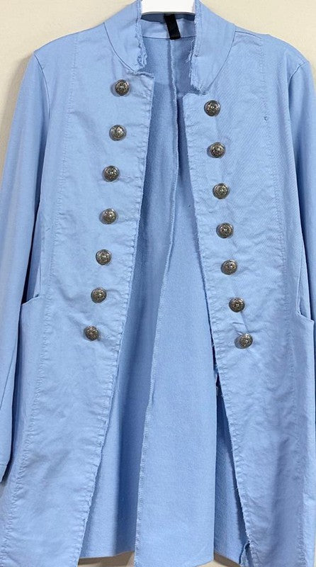Venti6 Long Sgt Pepper Military Style Jacket in Sky Blue!