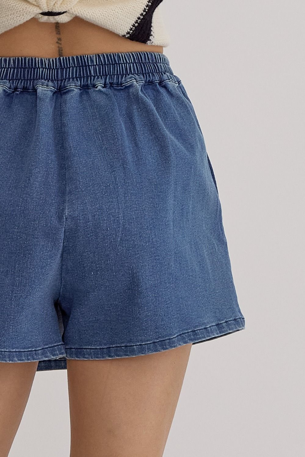 NEW! ~ ENTRO Denim Wrap Skort with Braided Detail!