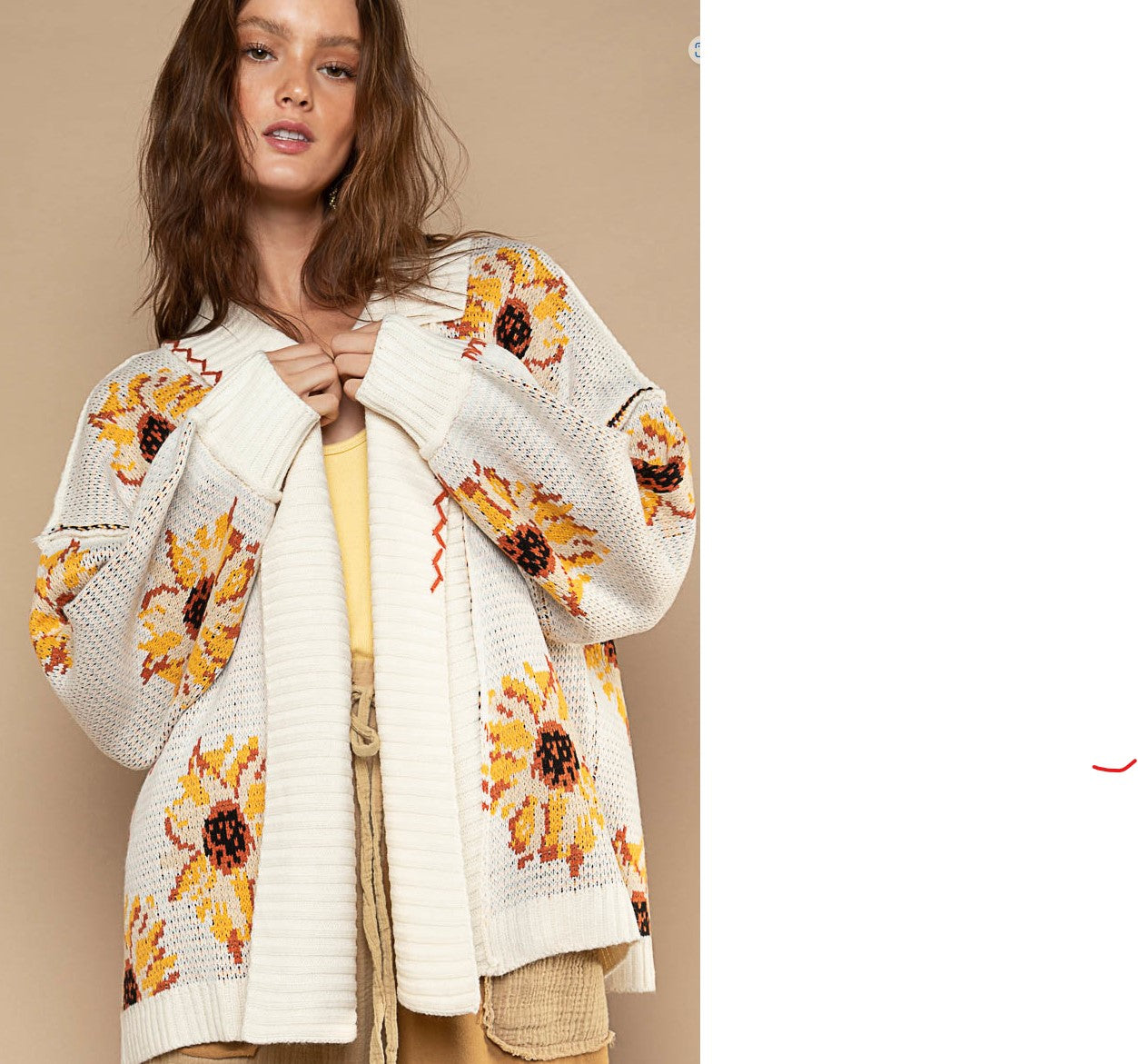 Load image into Gallery viewer, POL Classic Ivory Sunflower Cardigan
