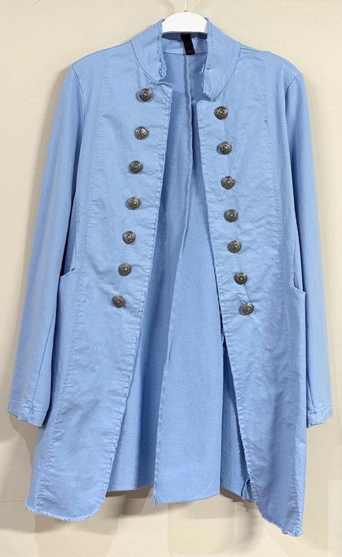 Venti6 Long Sgt Pepper Military Style Jacket in Sky Blue!
