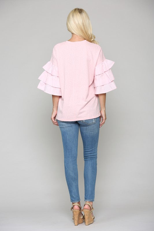NEW ~ Camryn Soft Pink Cotton Knit Top