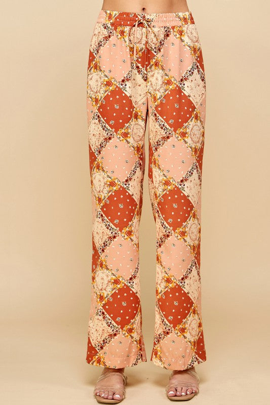 If She Loves ~ KHAKI/ORANGE Mosaic Print Pants!