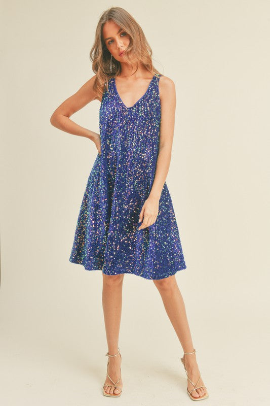 NEW ~ If She Loves - Sparling Blue Glint Sequin Dress!