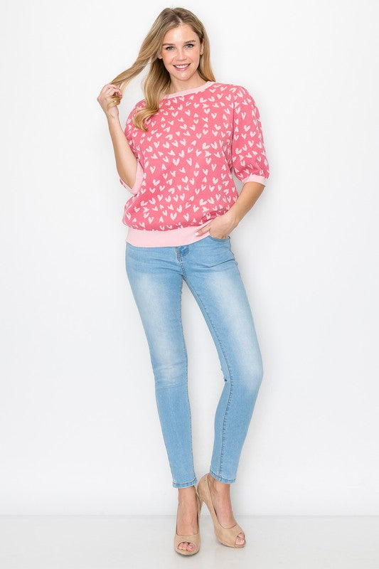 Load image into Gallery viewer, Pink Syeda Sweater with Hearts ~ LOVE in a Sweater ~  Curvy Available Too!

