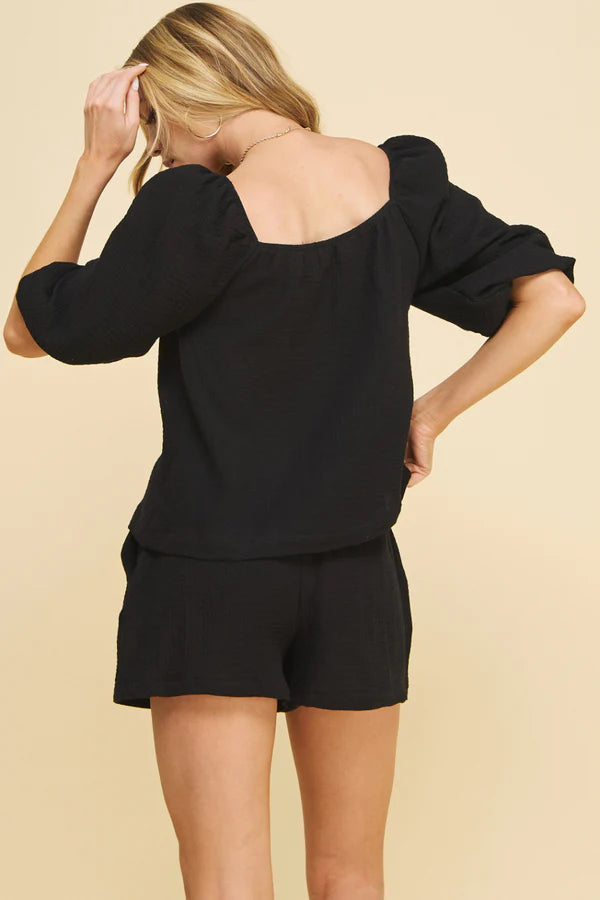 If She Loves ~ Super Soft Aurora Gauze Black Shorts