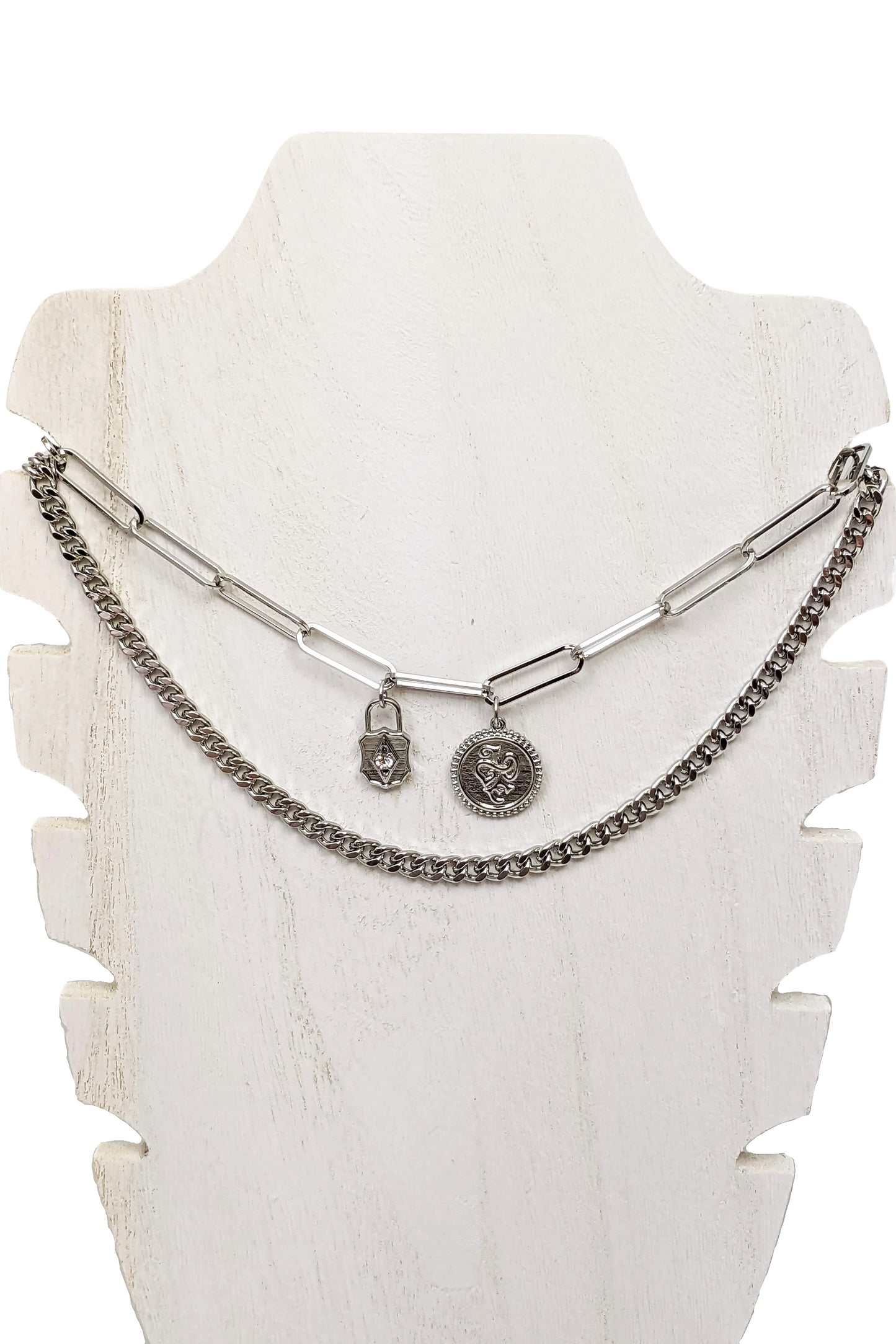 Lock necklace Silvertone