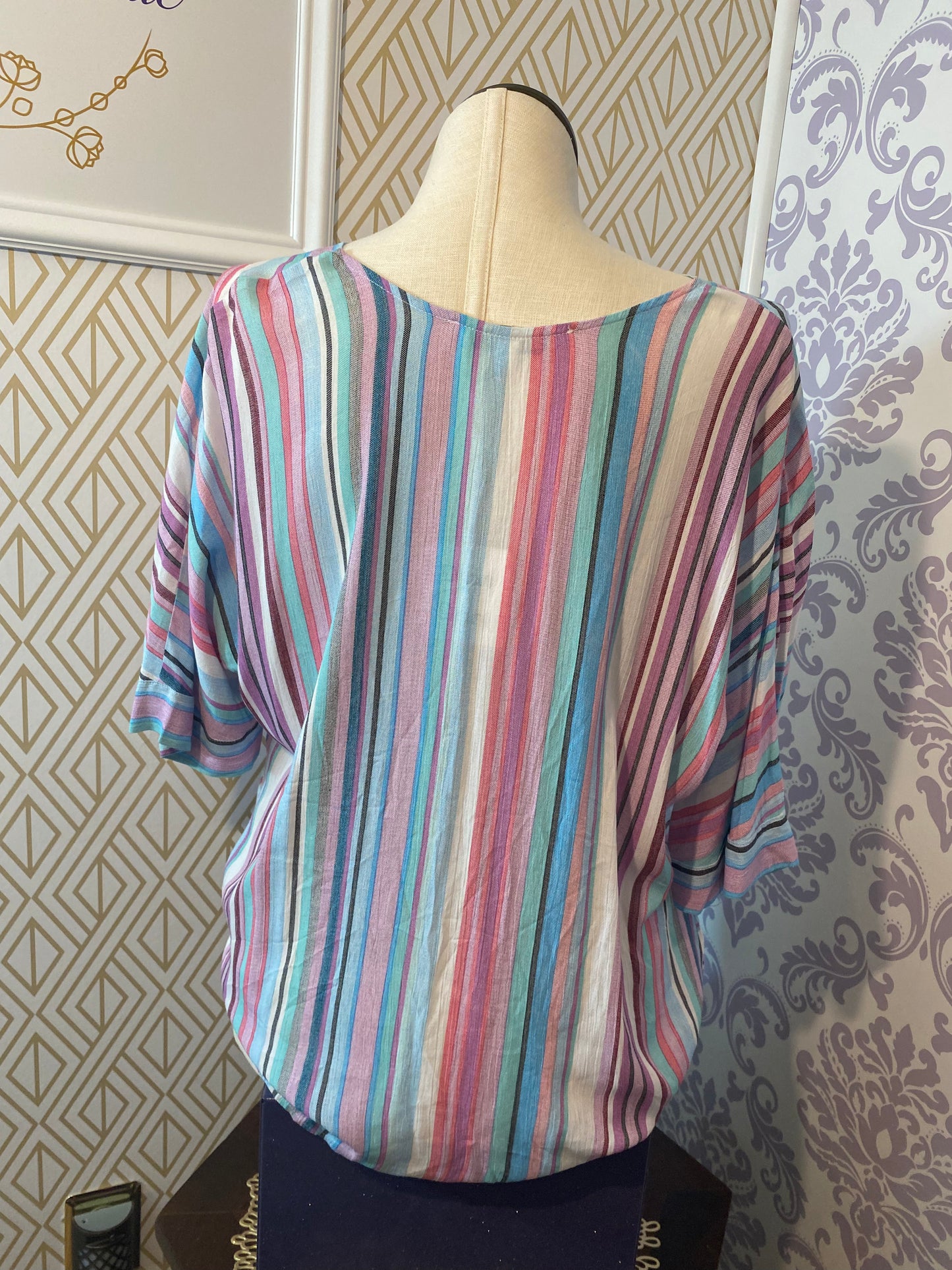 Load image into Gallery viewer, New with Tags - Davi &amp;amp; Dani Mint Stripe Summer Vibes Top - Medium
