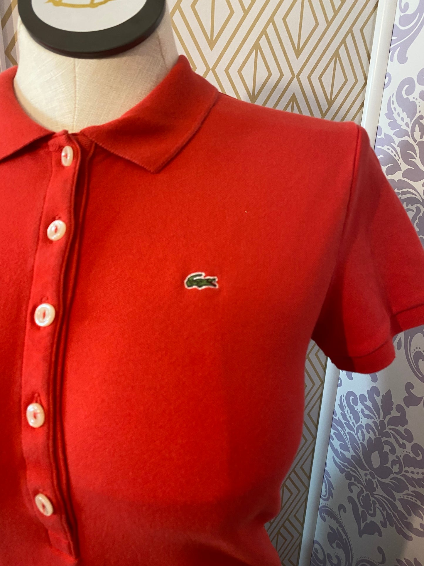 Vintage Lacoste Short Sleeve Red Button Down Shirt - Size 44
