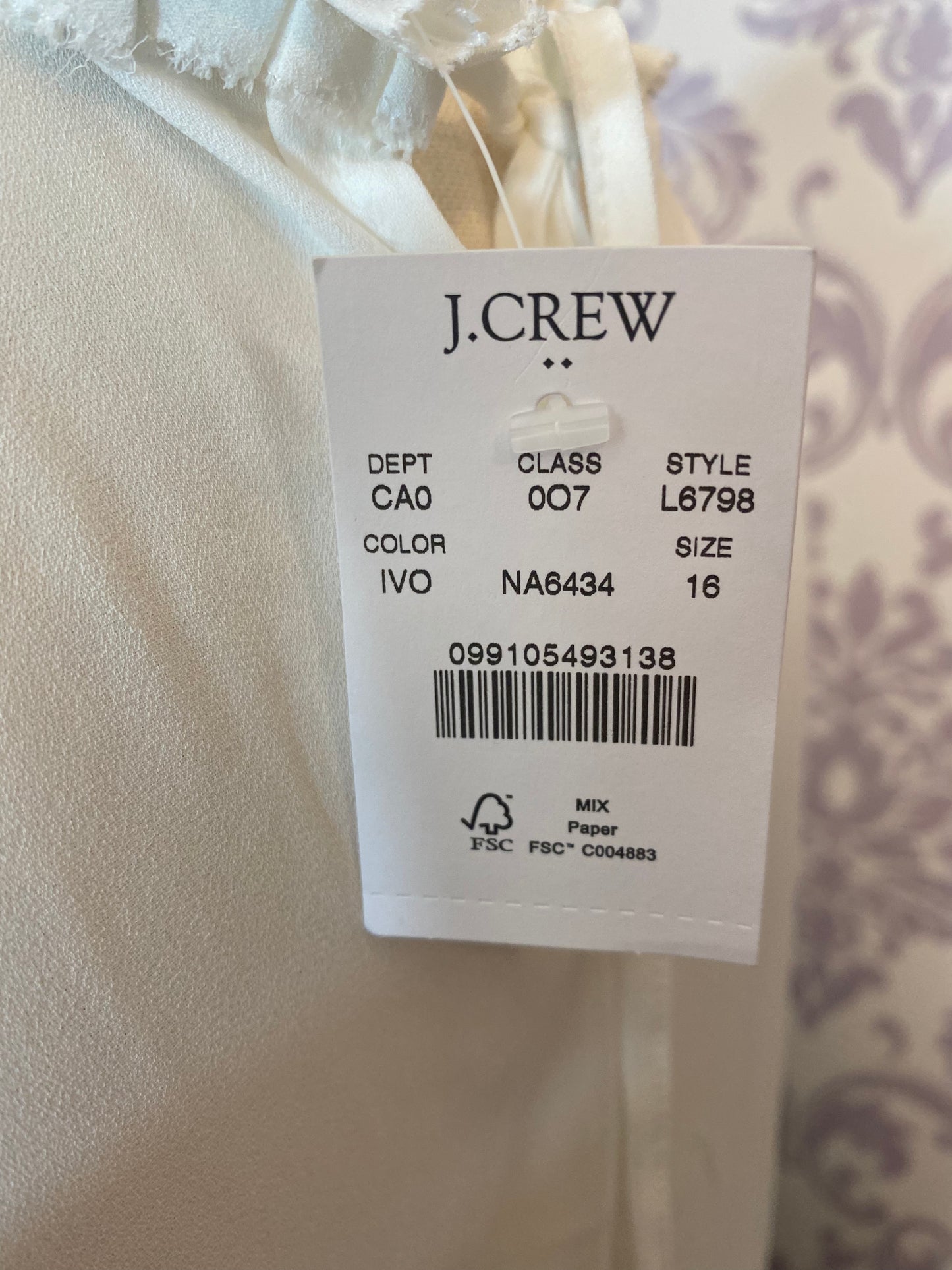 New with Tags - J. Crew Ivory Tank Top - Size 16