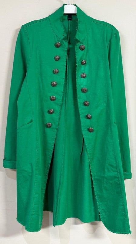 NEW ~ SPRING - Venti6 Long Sgt Pepper Military Style Jacket in Kelly Green!
