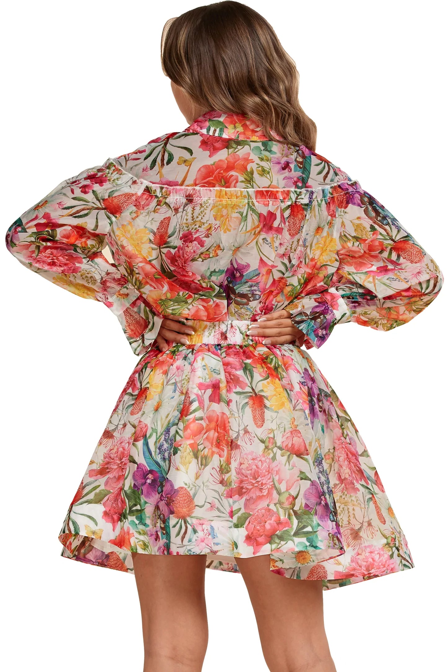 NEW ~ Latiste ~ Butterfly Floral Two Piece - Blouse & Mini Skirt!