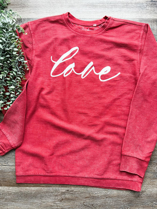 "LOVE" ❤️ Stonewashed Vintage Cords Sweatshirt!