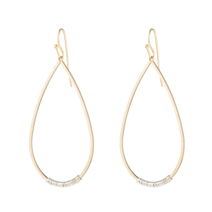 NEW ~ Deborah Grivas Designs - Matte Gold Silver Wire Wrapped Teardrop Earrings