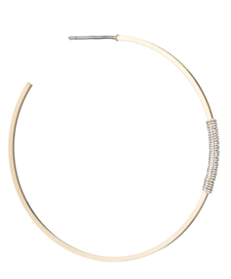 NEW ~ Deborah Grivas Designs - Matte Gold Super Fine Square Wire Silver Wrap Hoop Earrings Surgical Steel Posts