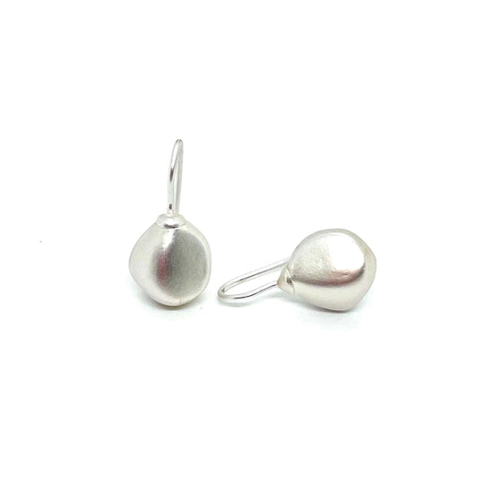 NEW ~ Deborah Grivas Designs - Matte Silver Pebble Earrings