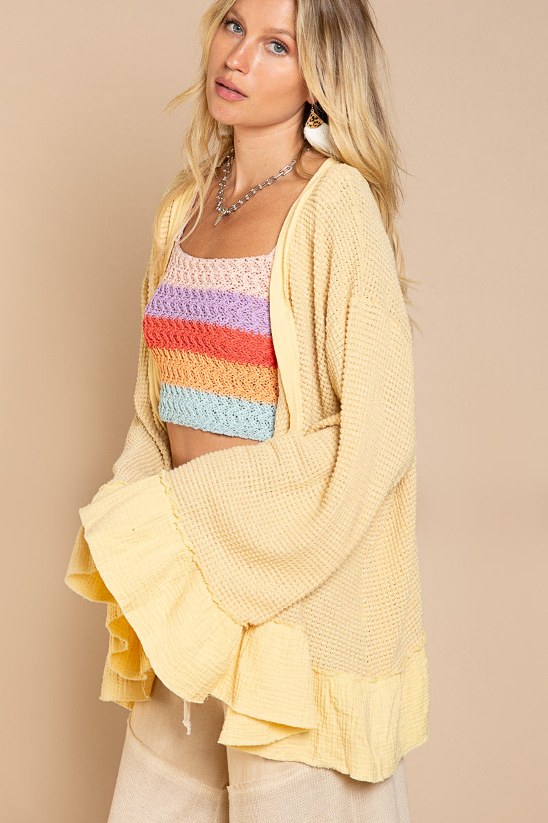 NEW ~ POL Thermal & Double Gauze Relaxed Cardigan ~ Dandelion Yellow!
