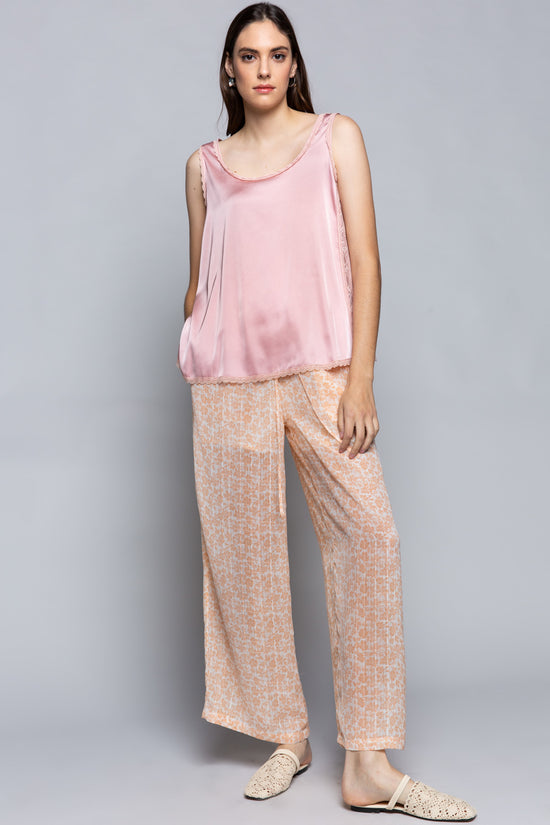 POL Soft and Flowy Satin Pink Top with Lace Details!