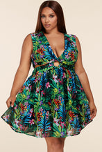 Curvy ~ Latiste ~ Jungle Print V-Neck Mini Dress