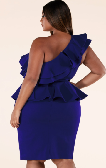 NEW ~ Latiste ~CURVY ~ Blue One Shoulder Bodycon Dress