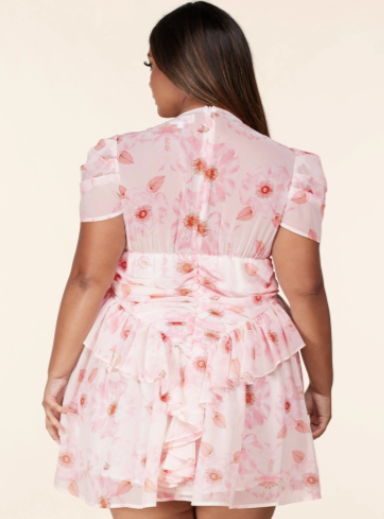 CURVY ~ Latiste Romantic Pink Floral Mini Dress