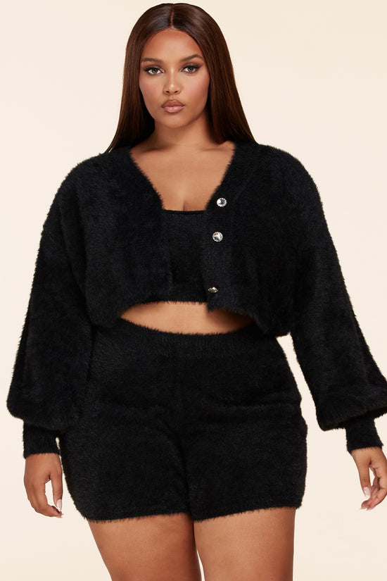 NEW~ Black & Cozy Latiste's 3 Piece Furry Lounge Set ~ Curvy!