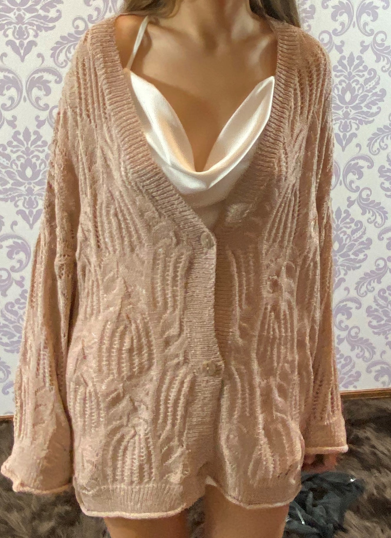Load image into Gallery viewer, All Season ~ Women&amp;#39;s Mauve Oversized Crochet Sweater
