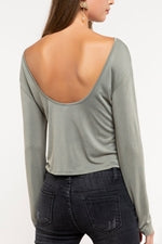 Load image into Gallery viewer, POL Rose Petal SOFT Sage Knit Long Sleeved Crop Top

