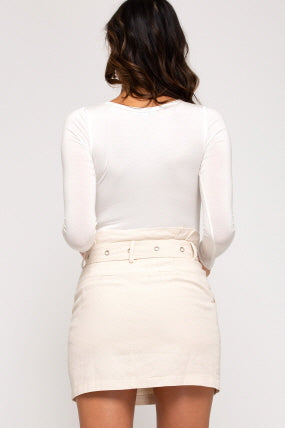 She+Sky Washed Twill Woven Skirt w/ Belt