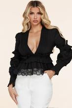 Sexy from Latiste!  Women's Black Lacy Tiered Top (Also available in Curvy!)