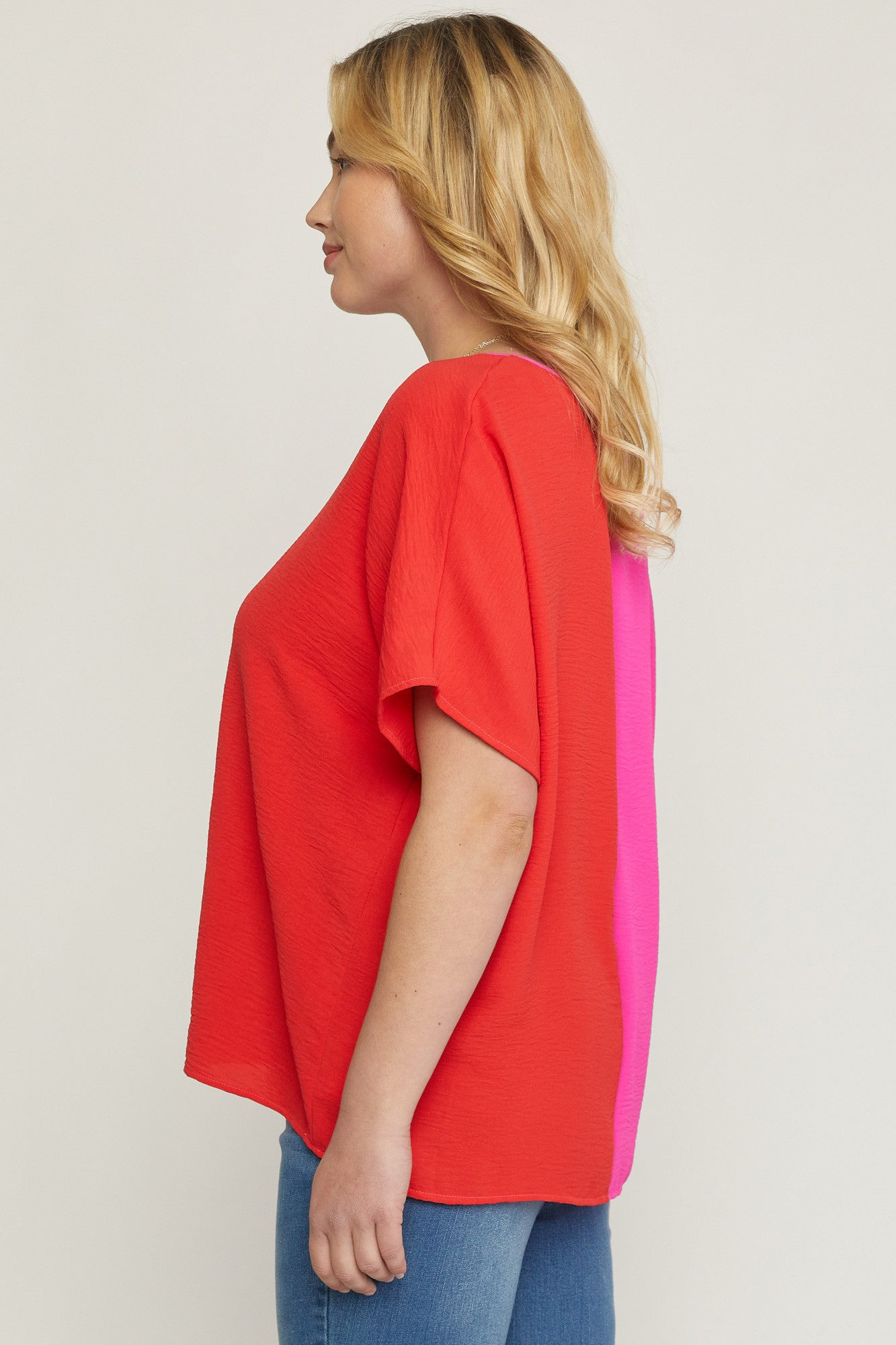 Entro Hot Pink/Red Combo Women's Top ~ Curvy!