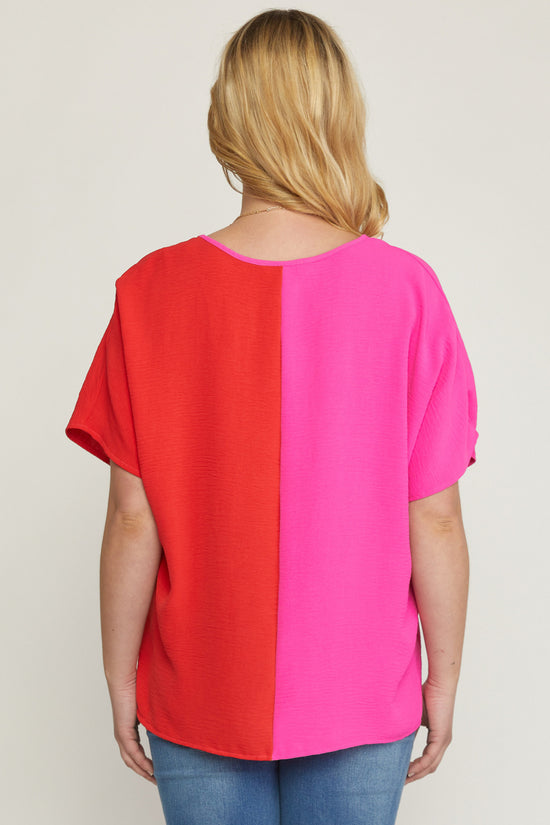 Entro Hot Pink/Red Combo Women's Top ~ Curvy!