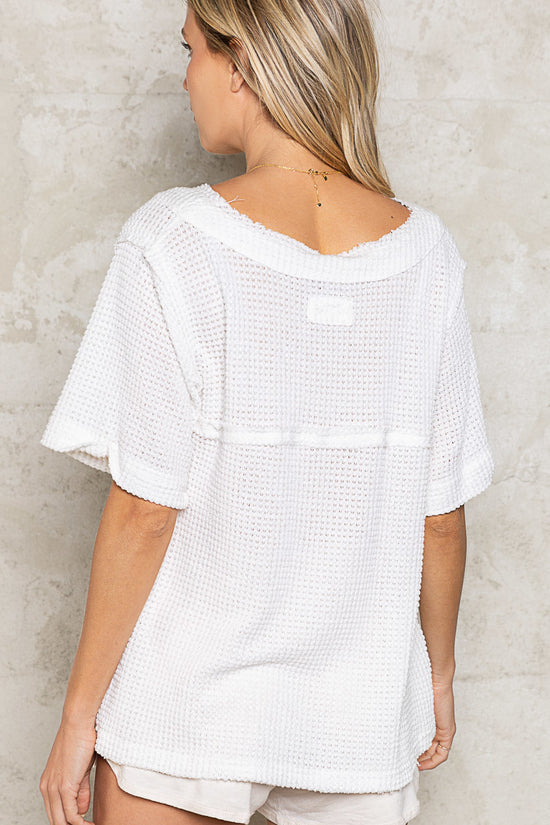NEW ~ POL Waffle Weave Top ~ Ivory