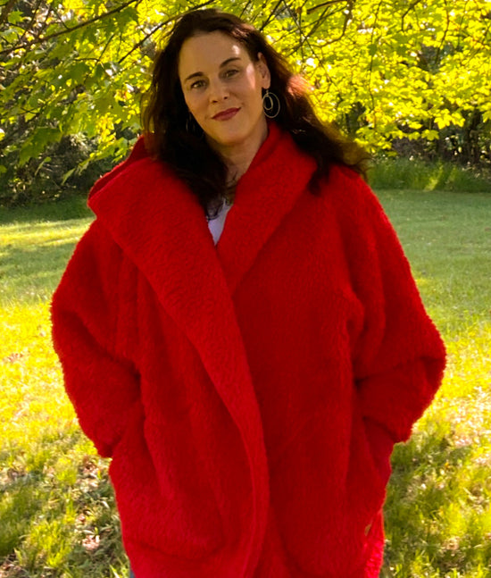 Load image into Gallery viewer, Nordic Beach ~  Vibrant Red Candy Apple Hooded Body Wrap
