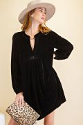The Ella ~ Soft Velvet Black Flowy Tunic Dress ~ Available in Curvy Too!