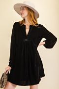 The Ella ~ Soft Velvet Black Flowy Tunic Dress ~ Available in Curvy Too!