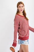 Strawberries & Cream ~ Red and White Striped Lightweight Sweater