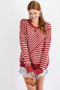 Strawberries & Cream ~ Red and White Striped Lightweight Sweater