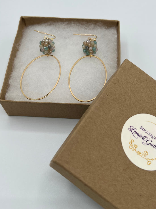 Load image into Gallery viewer, NEW ~ Harleen Earrings - Goldtone Hoops with Pastel Beads
