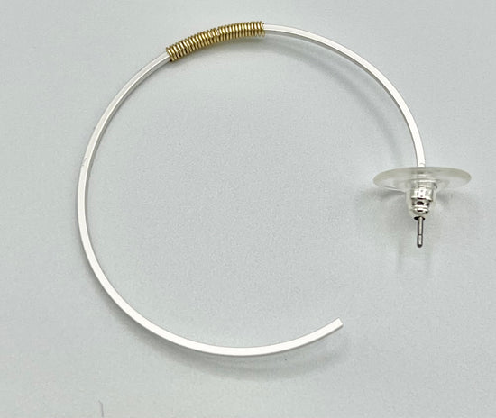 NEW ~ Deborah Grivas Designs - Matte Silver Super Fine Square Wire Gold Wrap Hoop Earrings Surgical Steel Posts