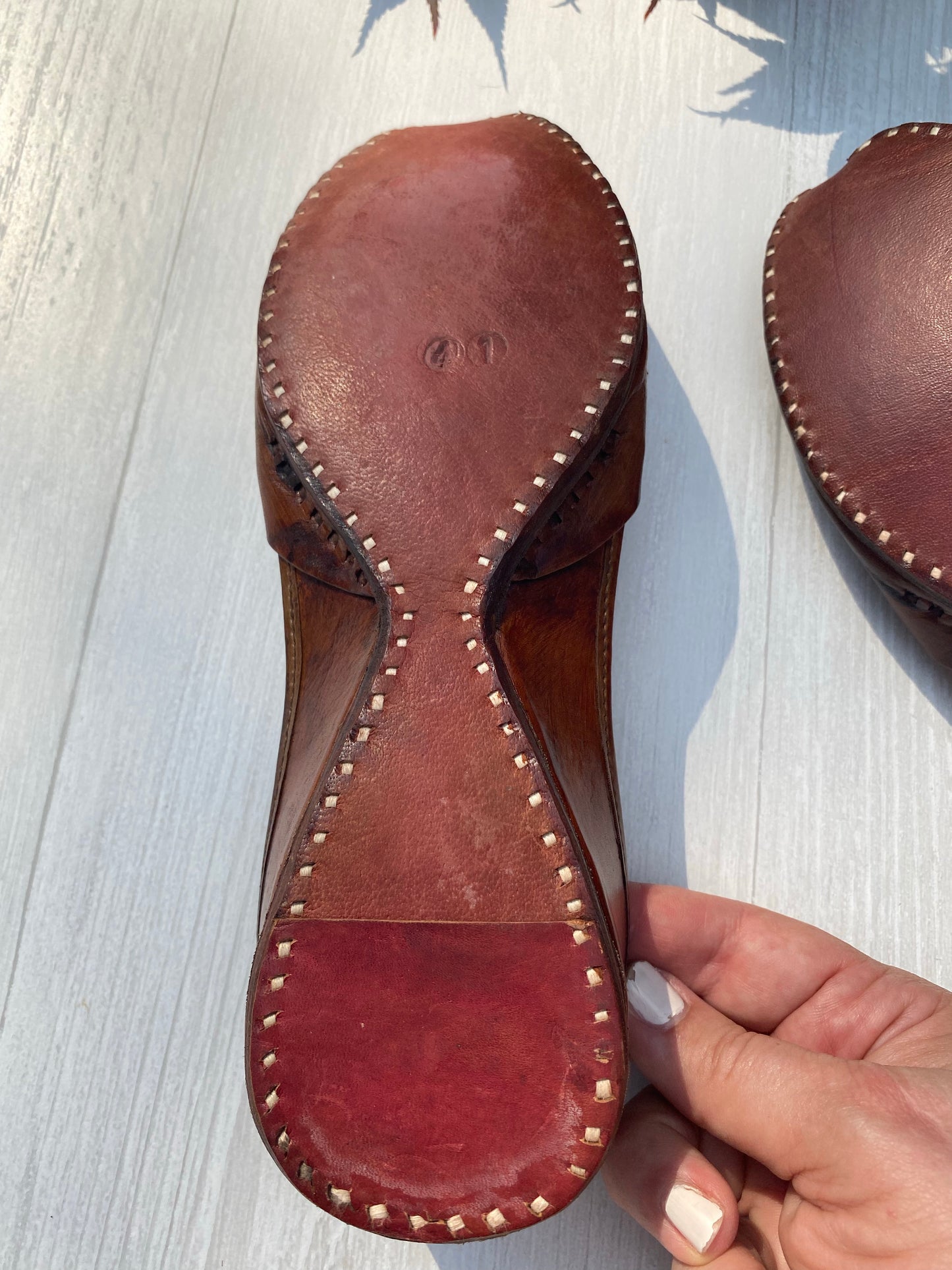 EUC ~ Zebidah Brown & Gold Handmade Leather Flats ~ Size 41