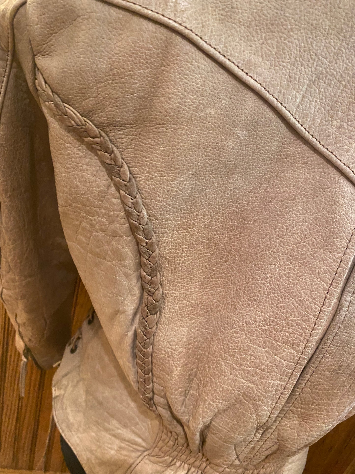Jelita's Beige Leather Jacket - Large