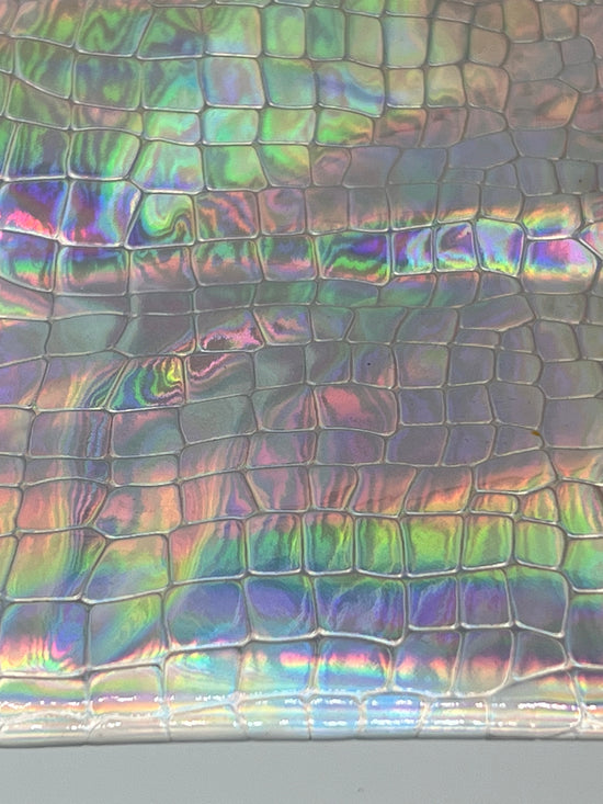 MAKEUP JUNKIE ~ The Seafoam Holographic Gator Bag ~ Small