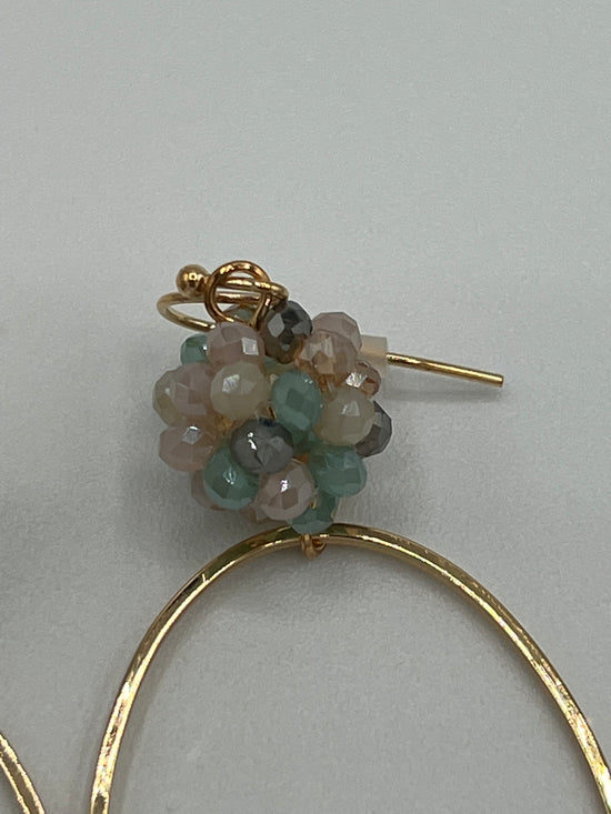 NEW ~ Harleen Earrings - Goldtone Hoops with Pastel Beads