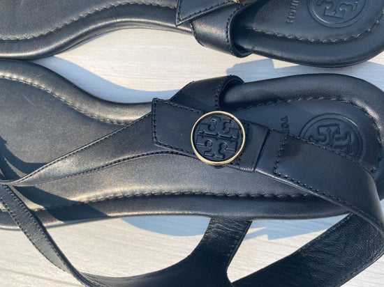 EUC ~ Tori Burch Black Leather Thong Sandals ~ Size 10.5