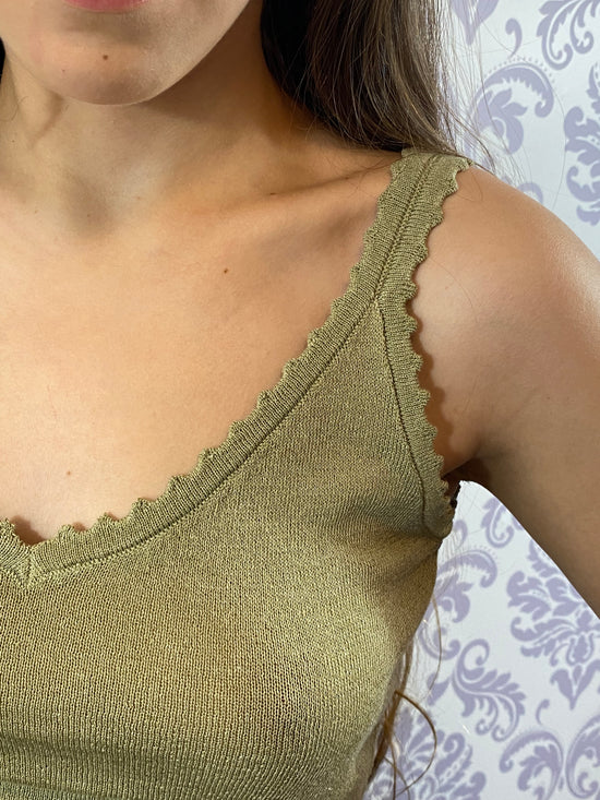 Soft and Light Scalloped Sage Sweater Tank