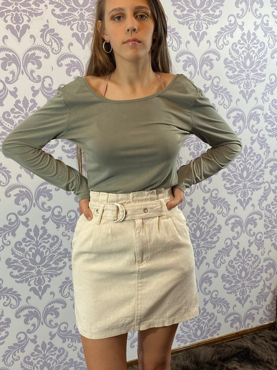 She+Sky Washed Twill Woven Skirt w/ Belt