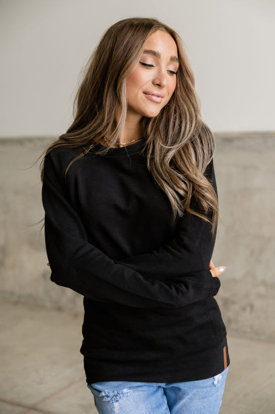 NEW ~ Ampersand Sidezip Pullover - Black ~ Available in Curvy too!